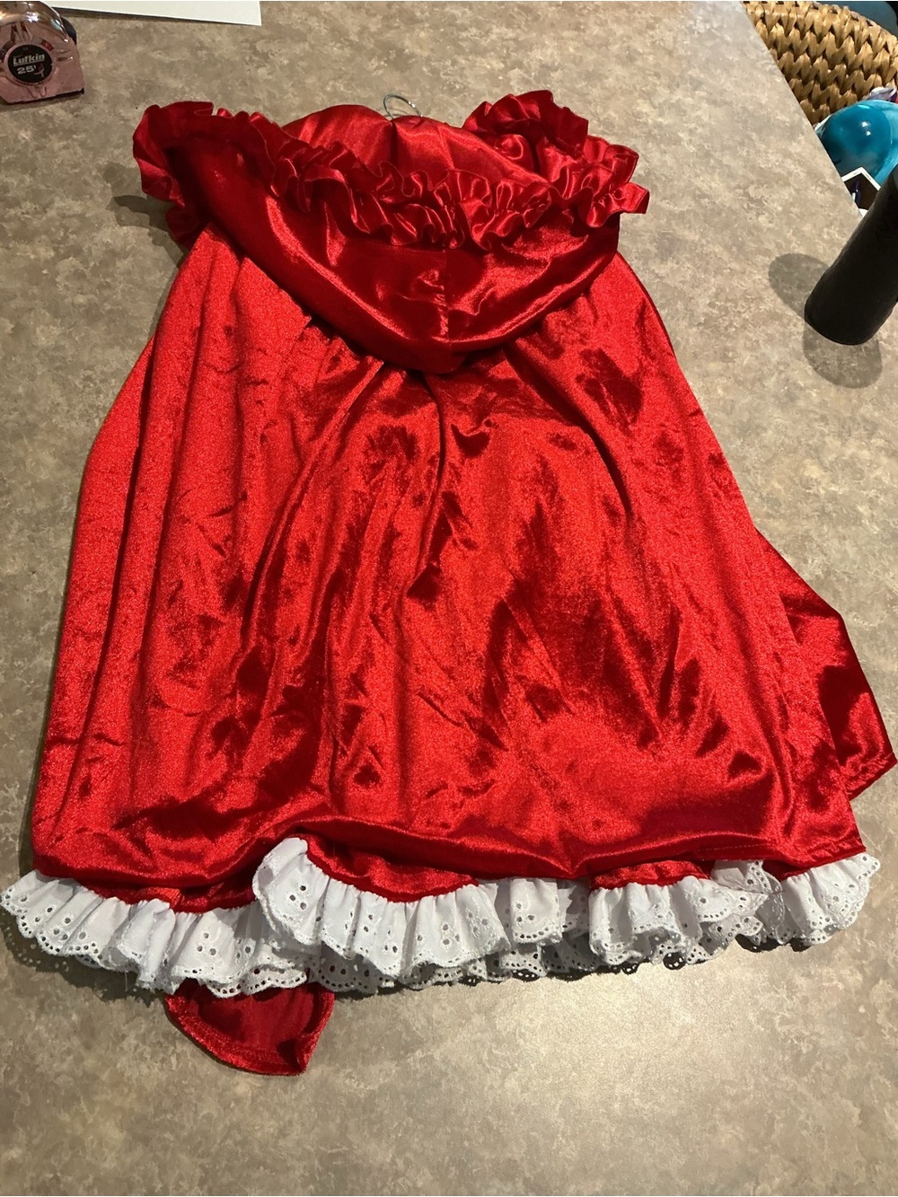 Red Little Red Riding Hood Girls' Costume with White Apron & Coat/Cap - Picture 15 of 15